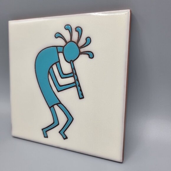 Vintage Kokopelli Ceramic Tile Trivet Wall Hanging Flute Dancer Handcrafted USA - Picture 3 of 8